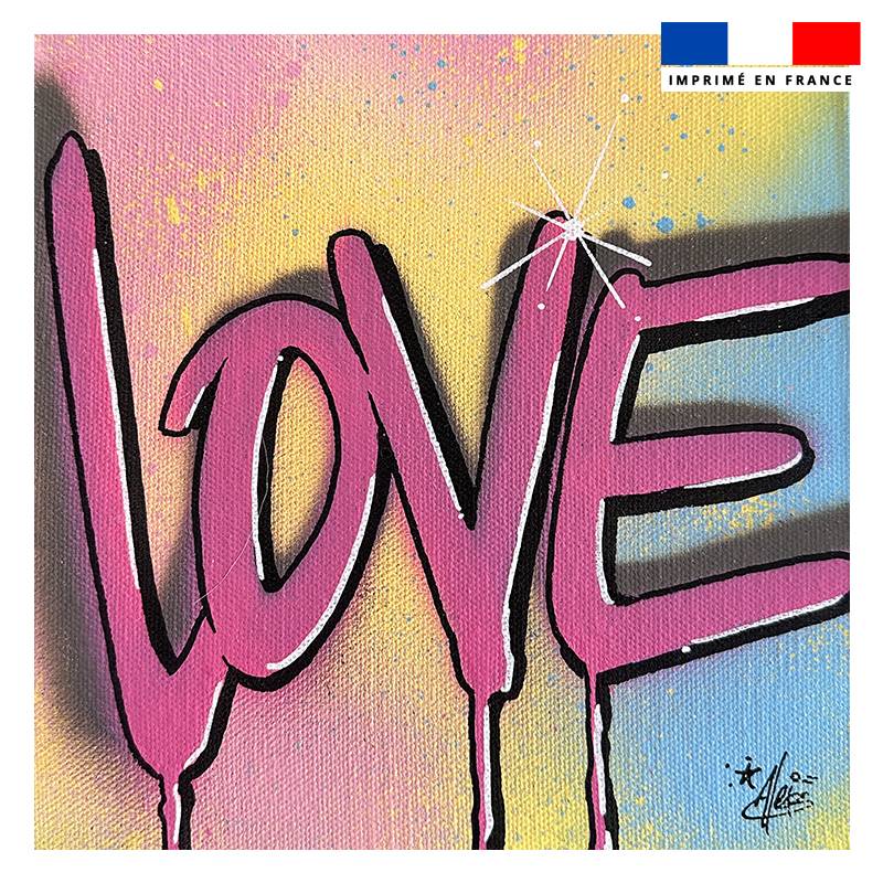 Coupon 45x45 cm motif love rose fond pastel - Création Alex Z
