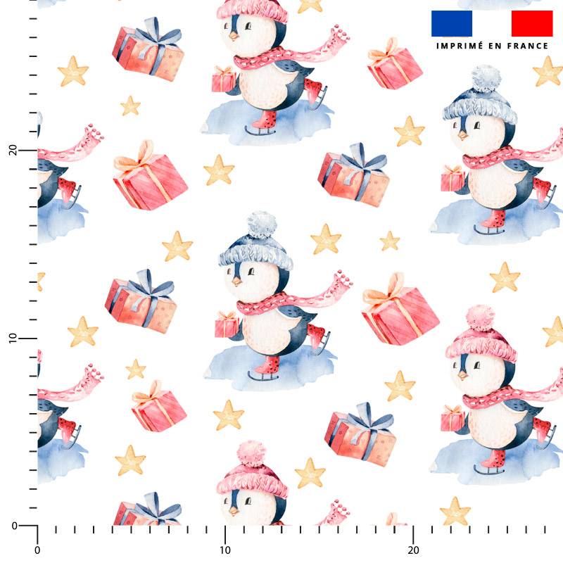 Cadeaux et pingouin de Noel - Fond blanc