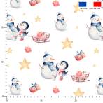 Bonhomme de neige et pingouin de Noel - Fond blanc