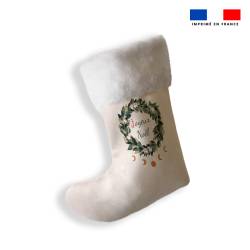 Kit chaussette de Noël personnalisé Noël Scandinave beige + Fausse fourrure