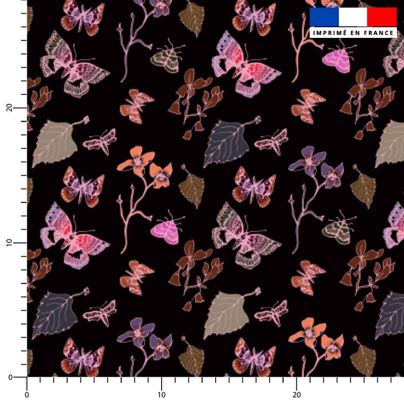 Papillons roses - Fond noir - Création Lili Bambou Design