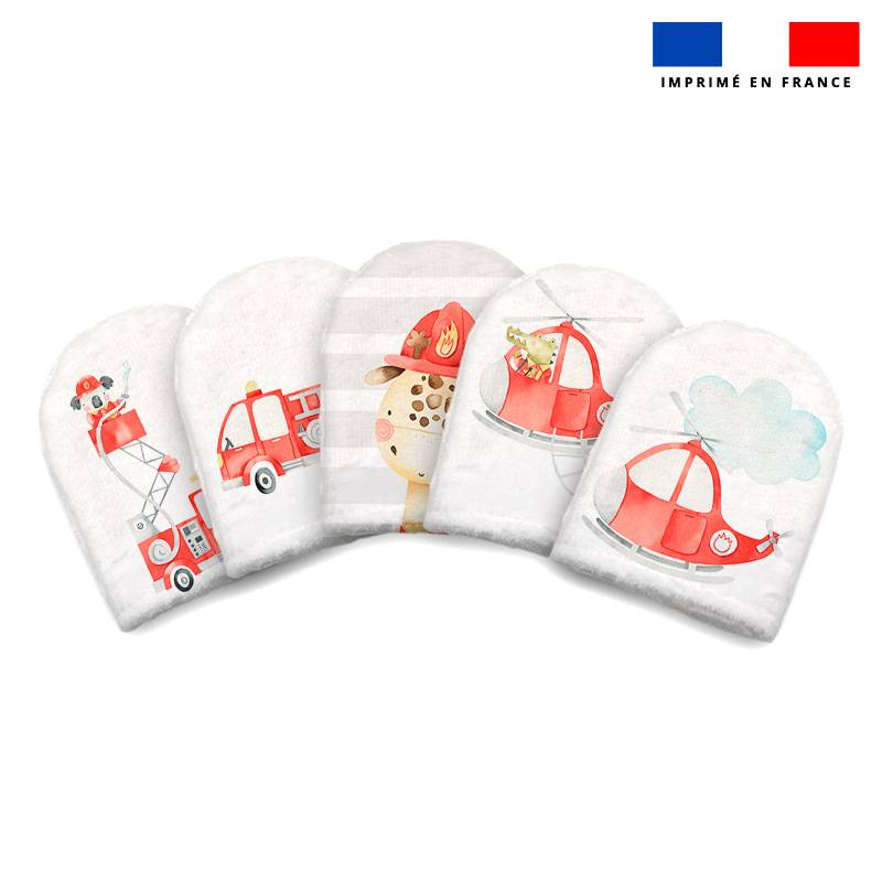 Kit mini-gants nettoyants motif animaux pompiers