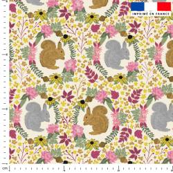 Écureuils d'automne - Fond crème - Création Jasmine Blooms Designs