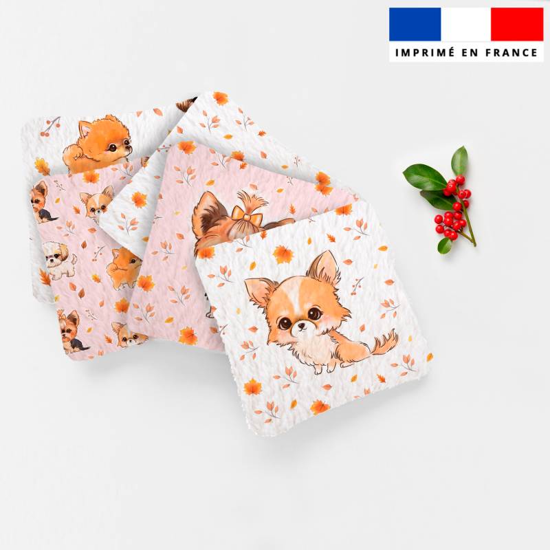 Coupon lingettes lavables motif chiens d'automne - Création Jolifox