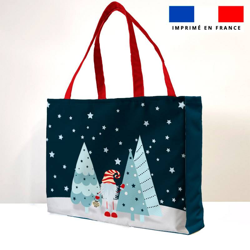 Kit couture sac cabas motif lutin de Noël