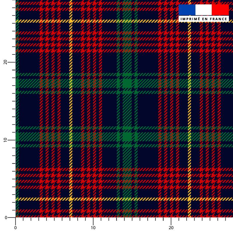 Tartan de Noël rouge et vert - Fond bleu