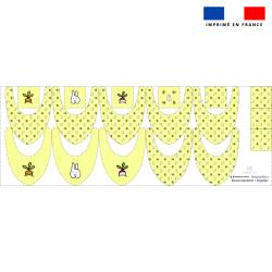 Coupon éponge bavoirs bandana jaune motif lapin - Création EG pour IDJY