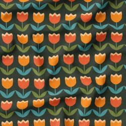 Tulipe géométrique multicolore - Fond vert foncé