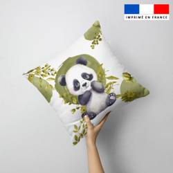 Coupon 45x45 cm motif panda et fleurs aquarelle