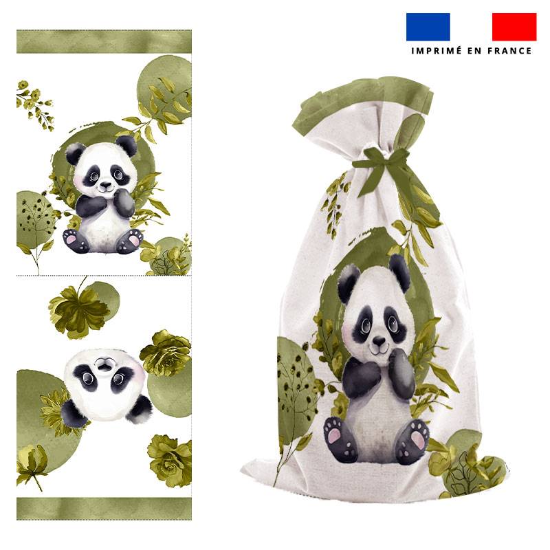 Kit sac à jouets motif panda aquarelle