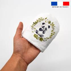 Kit mini-gants nettoyants motif panda aquarelle