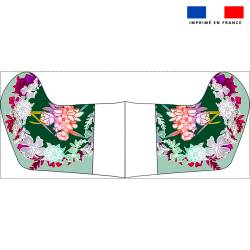 Kit chaussette de noel vert motif fleuri + Fausse fourrure - Création Lili Bambou Design