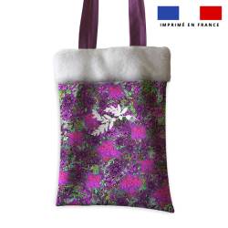 Coupon pour tote-bag violet motif bohème + fausse fourrure - Création Lili Bambou Design