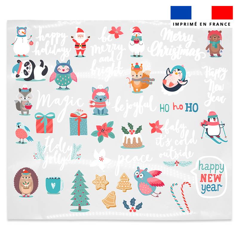Planche DTF de transfert textile motif Animaux de Noël