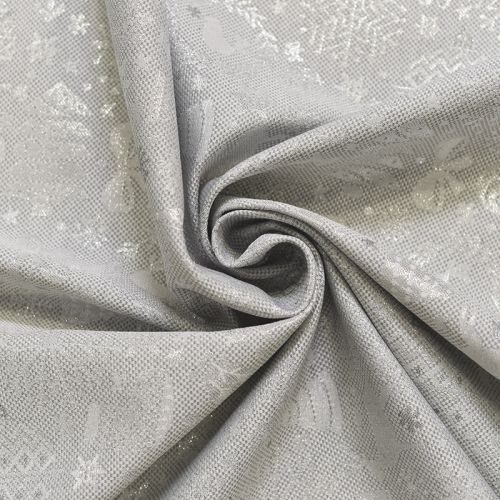 Coupon 50x70cm - Jacquard blanc motif sapin argenté
