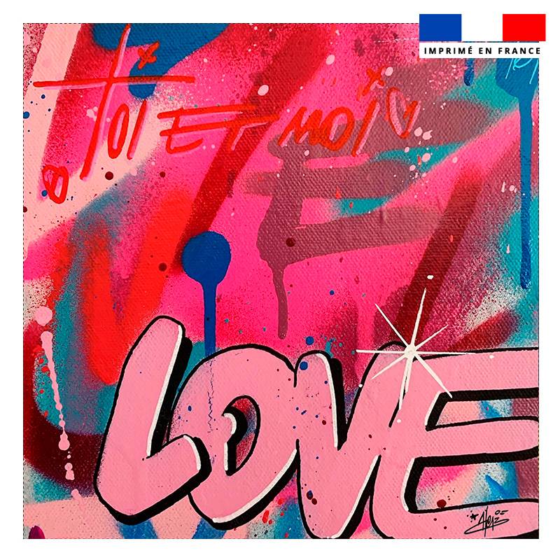 Coupon 45x45 cm motif love pink - Création Alex Z