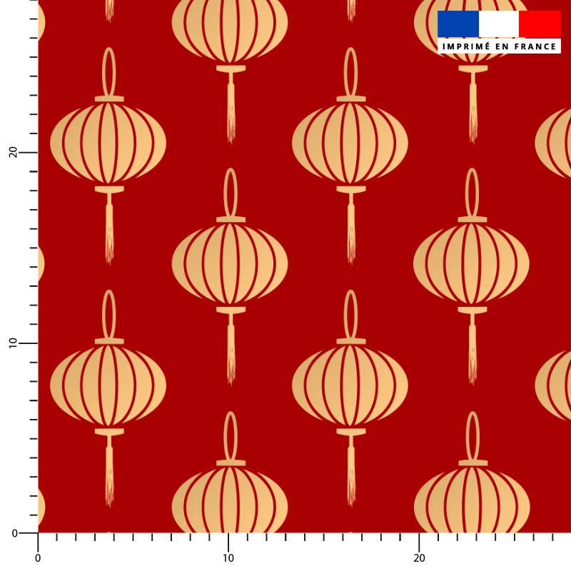 Lanterne chinoise beige - Fond rouge