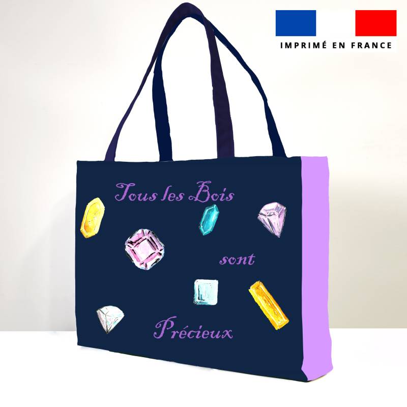 Kit couture sac cabas motif bois précieux violet - Création Cat&Colours