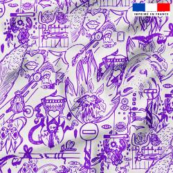 Tattoo de talismans violets - Fond blanc - Création Lili Bambou Design