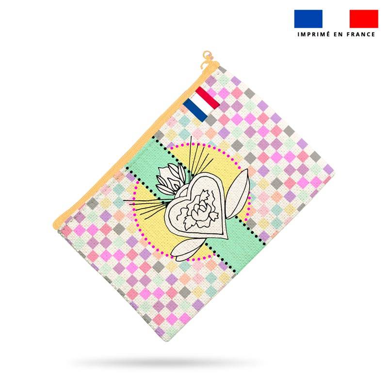 Kit pochette motif coeur flamboyant - Création Lili Bambou Design