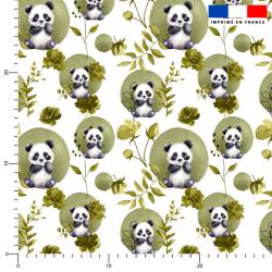 Tissu minky imprimé panda aquarelle