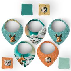 Coupon éponge bavoirs bandana motif animaux polaires - Création Stillistic