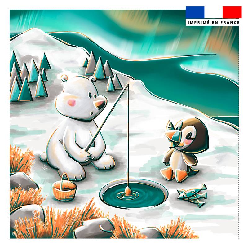 Coupon 45x45 cm imprimé aventure polaire - Création Stillistic