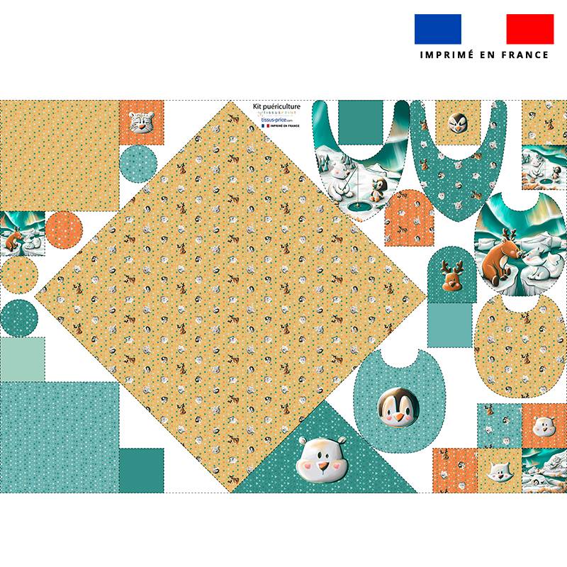 Coupon éponge kit puériculture motif animaux polaires - Création Stillistic