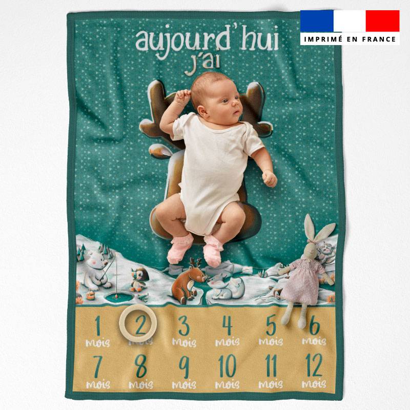 Coupon pour couverture mensuelle bébé motif animaux polaires - Création Stillistic
