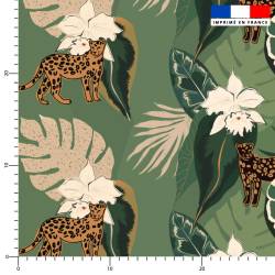 Tissu imperméable motif jungle abstrait et léopard