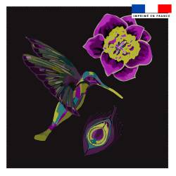 Coupon 45x45 cm vert imprimé paradis colibri - Création Lili Bambou