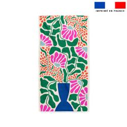 Coupon pour serviette de plage motif fleur et vase bleu