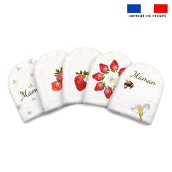 Kit mini-gants nettoyants motif maman fraise