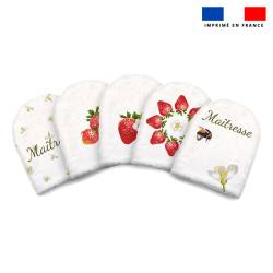 Kit mini-gants nettoyants motif maitresse fraise
