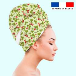 Coupon éponge pour serviette turban cheveux motif fraise