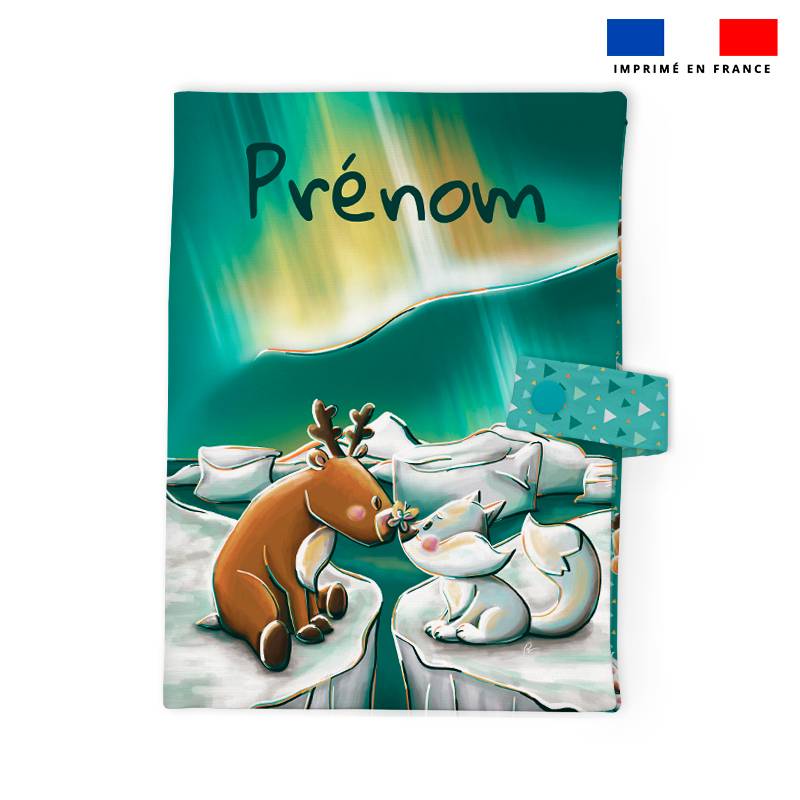 Patron protège carnet de santé personnalisé - Animaux du Froid renne et renard - Création Stillistic