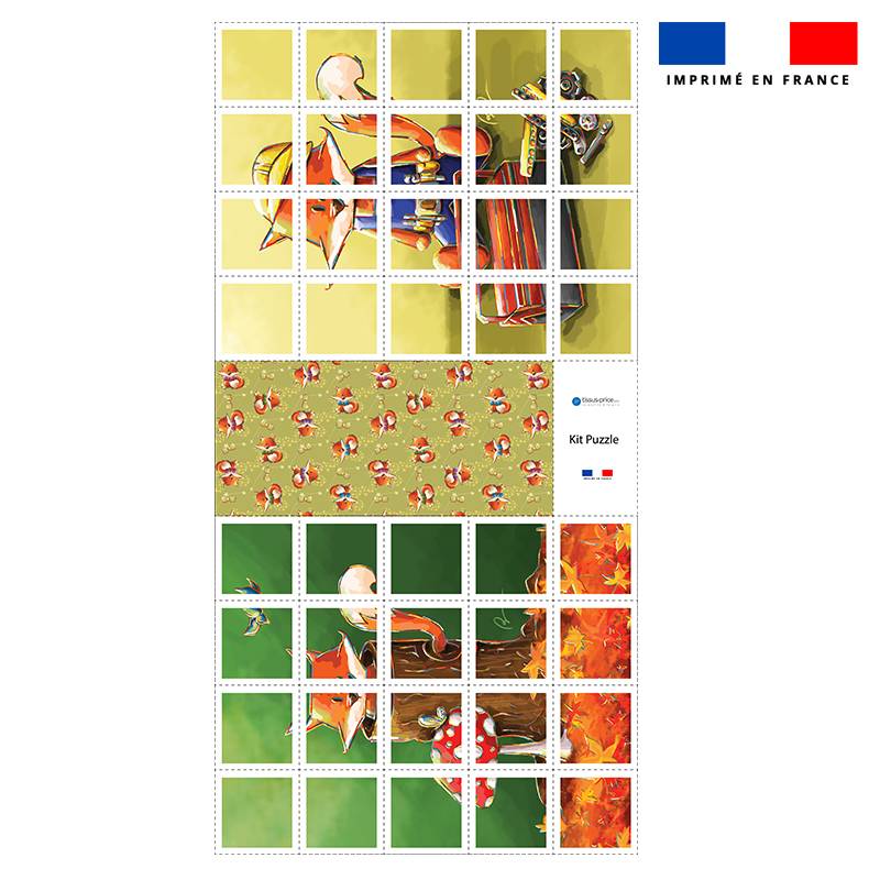 Patron imprimé pour jeu de puzzle 2 en 1 motif renard - Création Stillistic