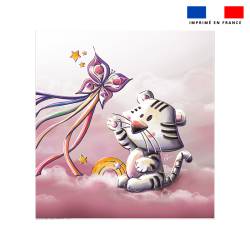 Coupon couverture imprimé tigre blanc et papillon - Création Stillistic