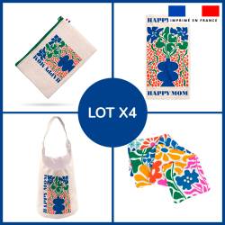 Lot x4 kits cadeaux maman imprimé flowers happy mom