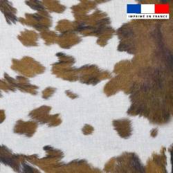 coupon - Coupon 50cm - Popeline de coton peigné motif peau de vache marron - Popeline de coton peigné 129gr/m² - 144 cm