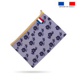 Kit pochette motif jonquilles roses et bleues - Création Cat&Colours