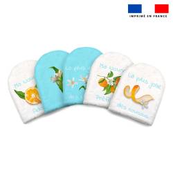 Kit mini-gants nettoyants motif nounou et fleurs d'oranger