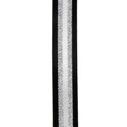 Bandoulière sangle 4x135 cm bicolore pailleté argenté noir et blanc