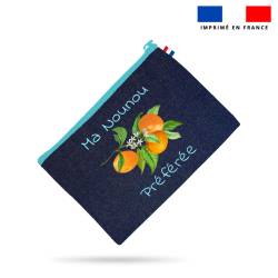 Kit pochette jean motif nounou et fleurs d'oranger