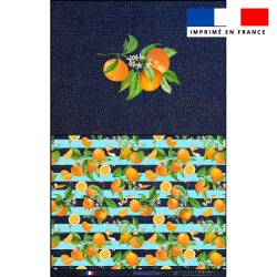 Kit pochette jean motif oranges et fleurs d'oranger