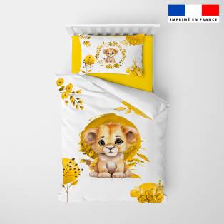 Coupon pour couette imprimé lionceau aquarelle