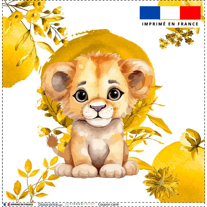 Coupon 45x45 cm motif lionceau aquarelle