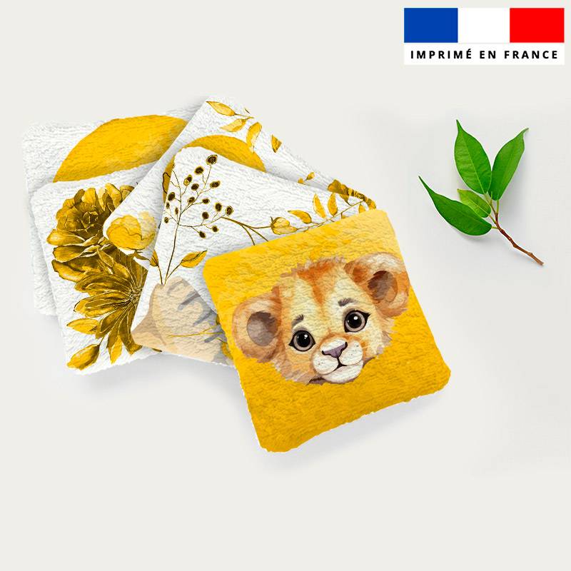 Coupon lingettes lavables motif lionceau aquarelle