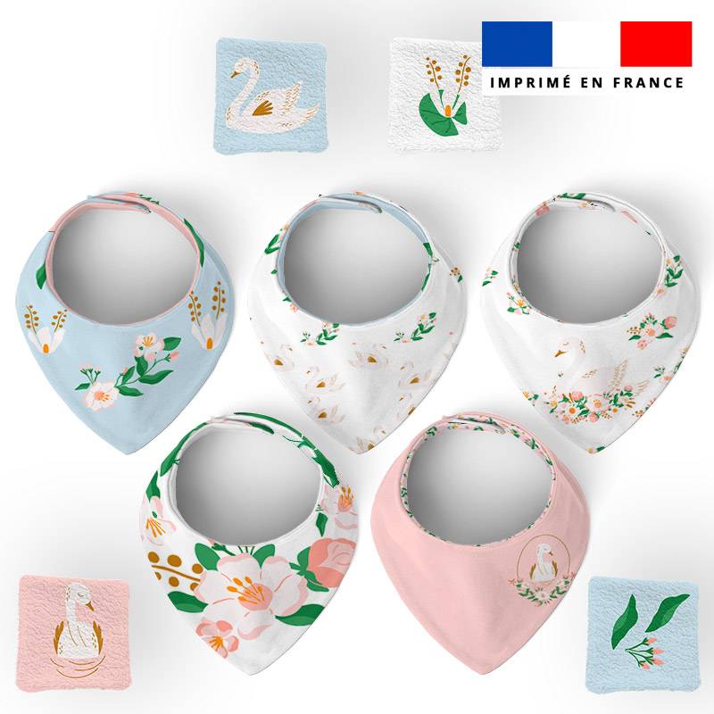 Coupon éponge bavoirs bandana motif cygne