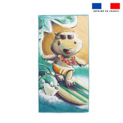 Coupon serviette de plage motif hippopotame surf - Création Stillistic